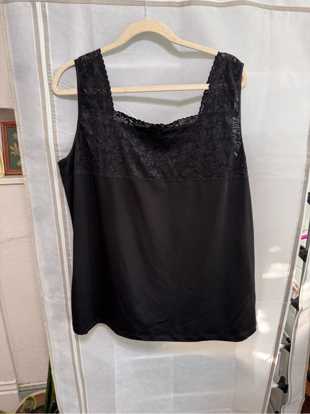 CJ Banks Black Lace Trim Tank 2X